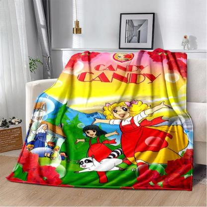 Soft Funny Throw Blanket Candy Candy Girl Cartoon Anime Plush Flannel Blanket For Living Room Bedroom Sofa Kid'S Gift