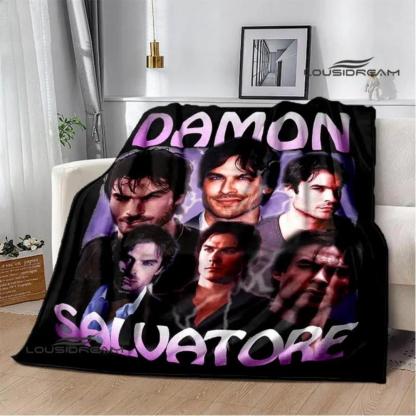 Soft Funny Throw Blanket The Vampire Diaries Damon Salvatore Printed Blanket Warm Flannel Blankets And Comfortable Blanket Bed Linings Birthday Gift