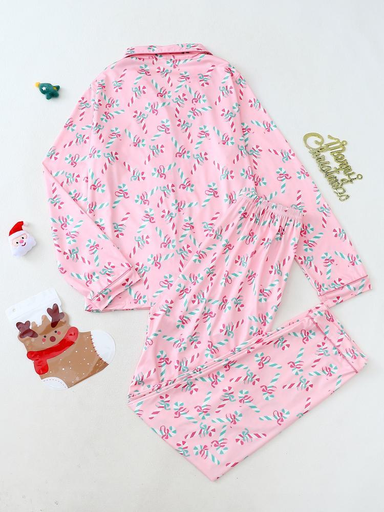 Women's Christmas Pajama Set, Elegant Long Sleeve Top & Pants, Comfortable Home Wear, Fall Winter, Gift Idea