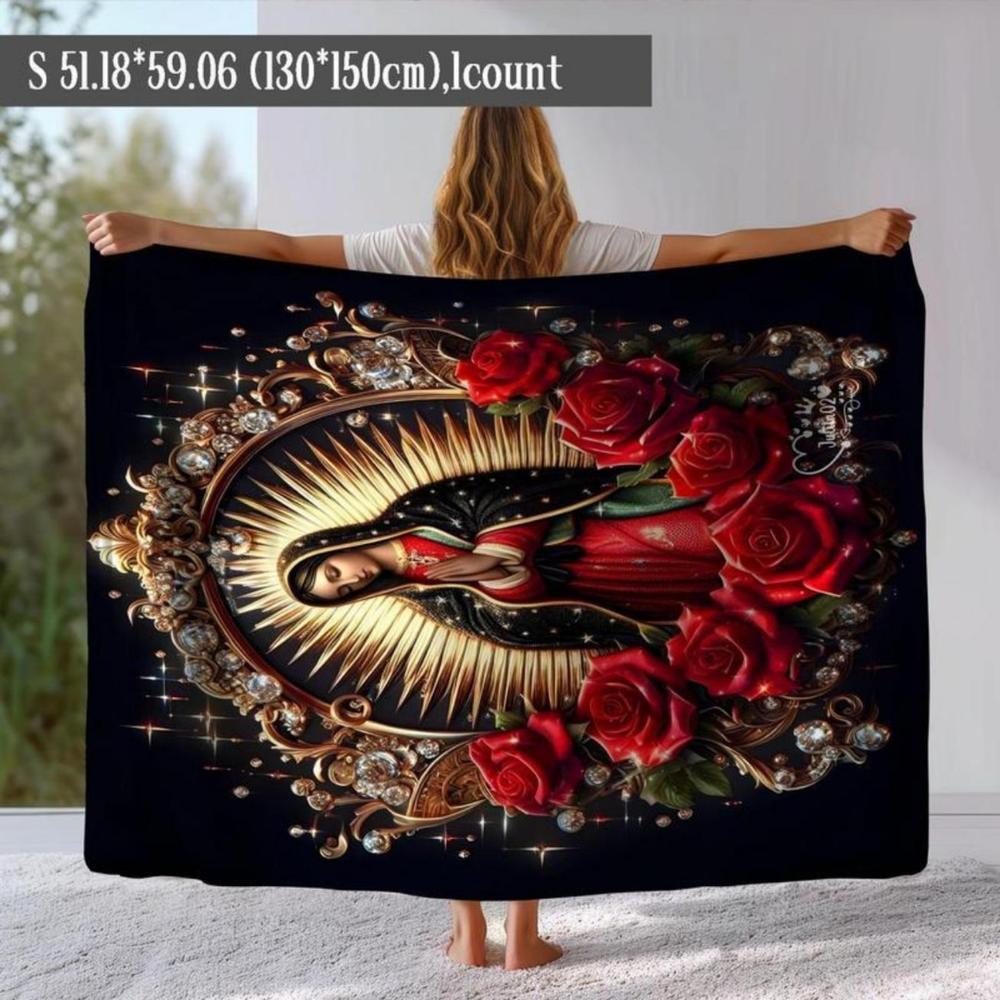 Soft Funny Throw Blanket Virgin Mary Pattern Blanket,Warm,Air-Conditioned Room Warm Nap Blanket For Home Office Travel Day Gift