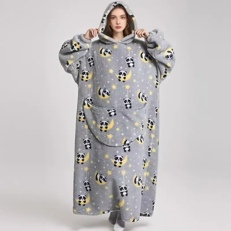 Extra Large Wearable Fleece Blanket Hoodie – Super Soft & Warm, Cozy Hooded Blanket with Sleeves & Big Pocket, Machine Washable, Unisex