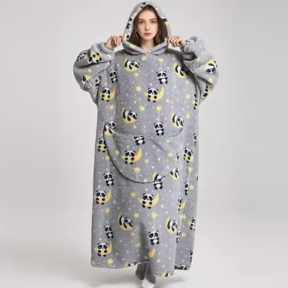 Extra Large Wearable Fleece Blanket Hoodie – Super Soft & Warm, Cozy Hooded Blanket with Sleeves & Big Pocket, Machine Washable, Unisex