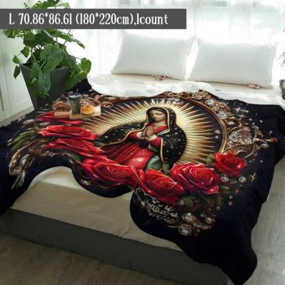 Soft Funny Throw Blanket Virgin Mary Pattern Blanket,Warm,Air-Conditioned Room Warm Nap Blanket For Home Office Travel Day Gift