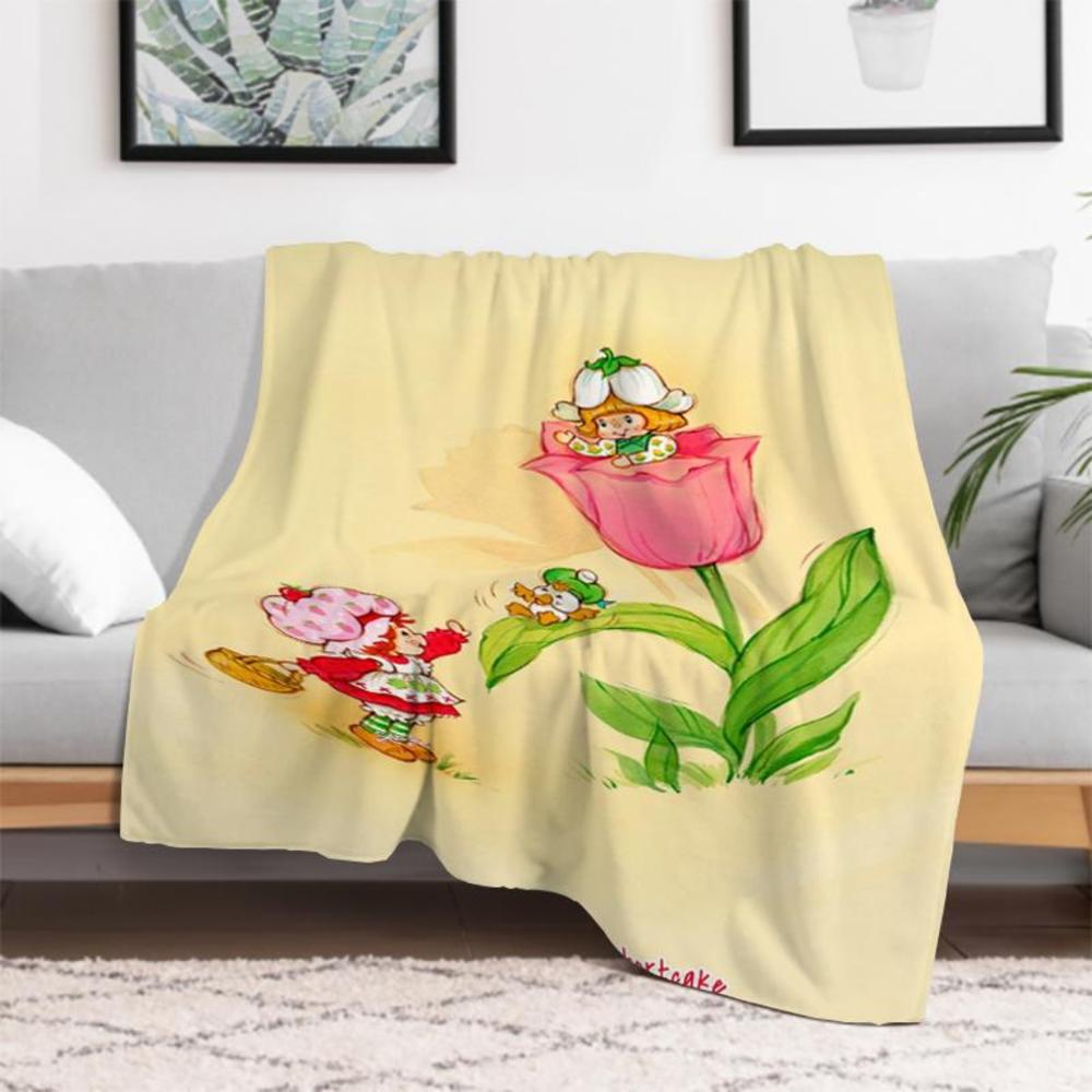 Soft Funny Throw Blanket S-Strawberry Pink Shortcake Throw Camping Chair Picnic Blanket Fluffy Plaid Blankets For Decorative Sofa Portable King Lid Downy