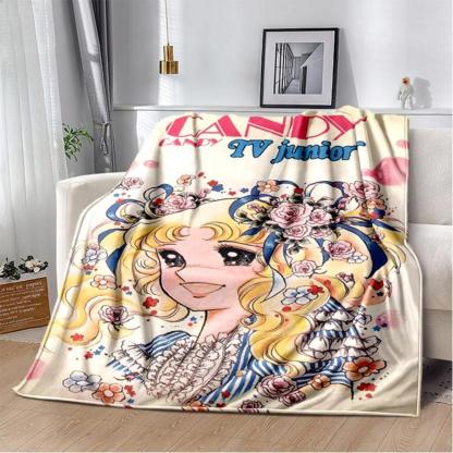 Soft Funny Throw Blanket Candy Candy Girl Cartoon Anime Plush Flannel Blanket For Living Room Bedroom Sofa Kid'S Gift