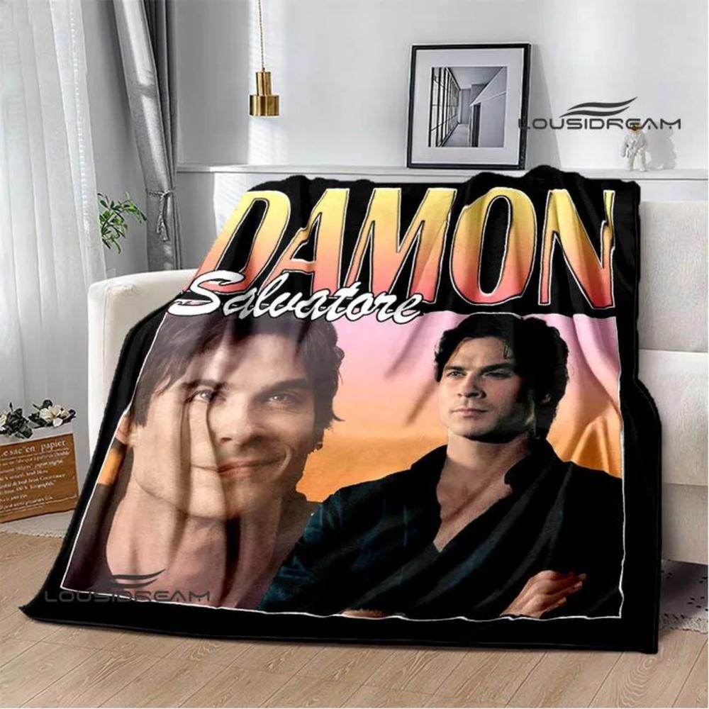 Soft Funny Throw Blanket The Vampire Diaries Damon Salvatore Printed Blanket Warm Flannel Blankets And Comfortable Blanket Bed Linings Birthday Gift