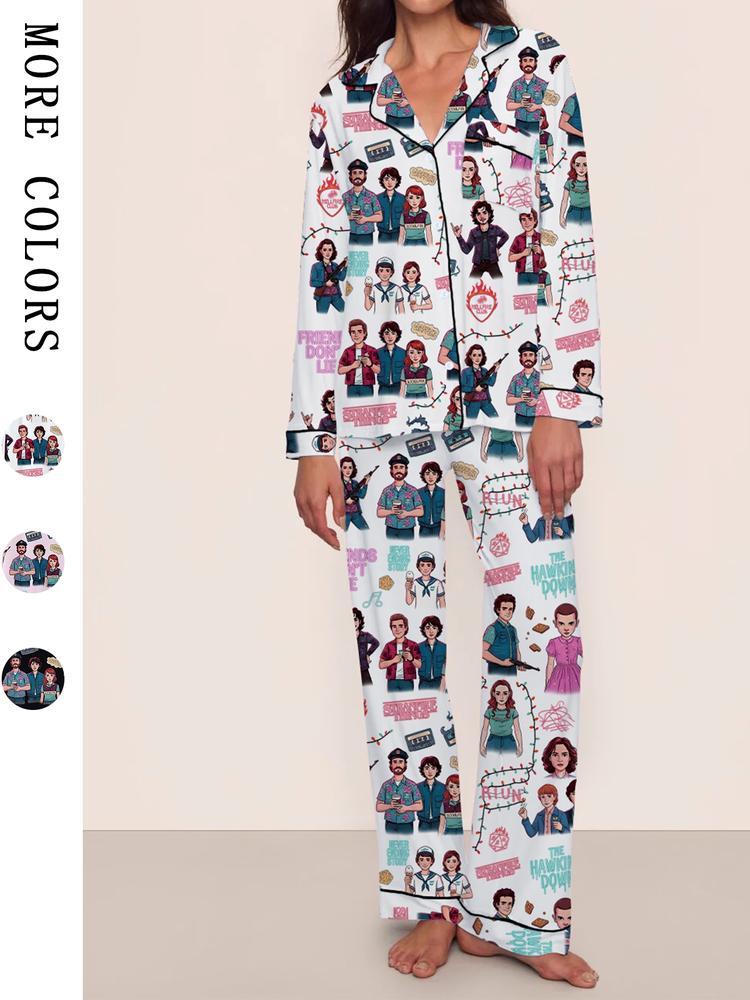Stranger Things Fall Winter Long Sleeve Pajama Set, Comfortable Sleepw