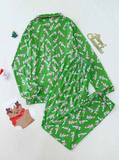 Women's Christmas Pajama Set, Bowknot Design, Long Sleeve & Pants, Fitted Style, Fall Winter Home Wear, Cute Party