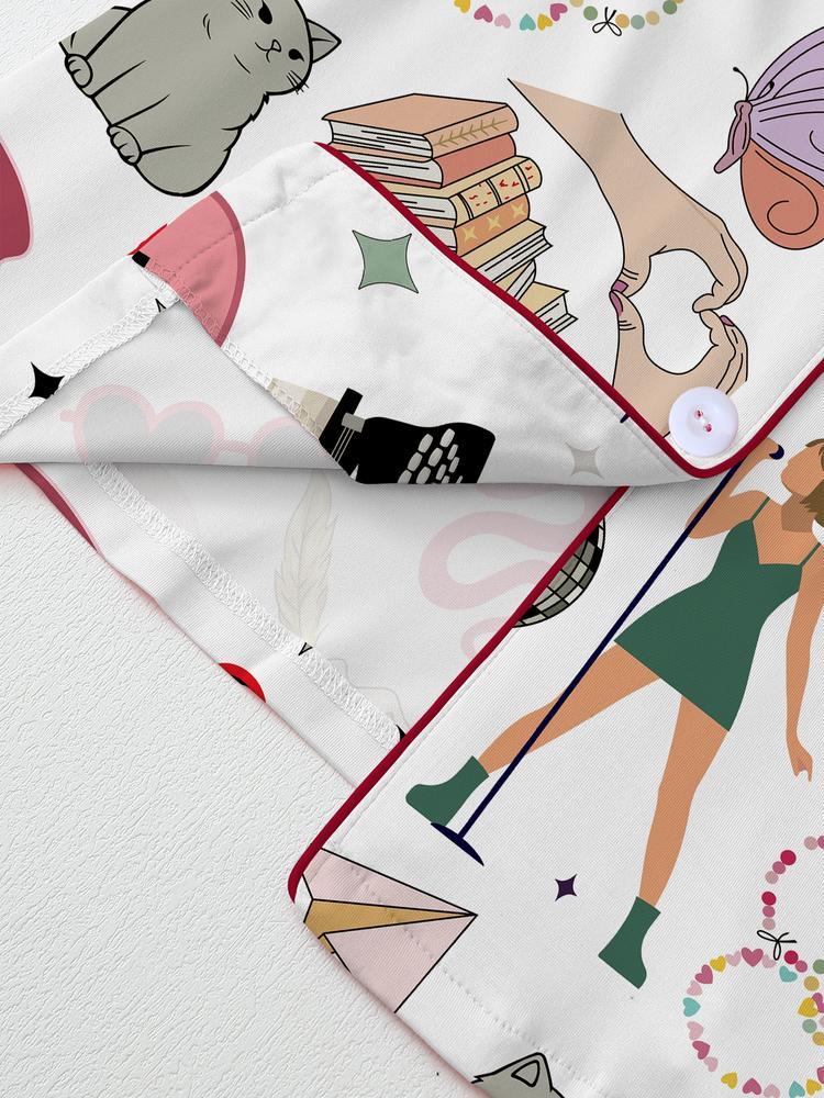 In my showgirl Women's Elegant Long Sleeve Pajama Set, Comfortable All over Print Sleepwear, Fitted Home Wear for Fall & Winter, Perfect Gift for Fans，cozy chic pajamas ,music Lovers