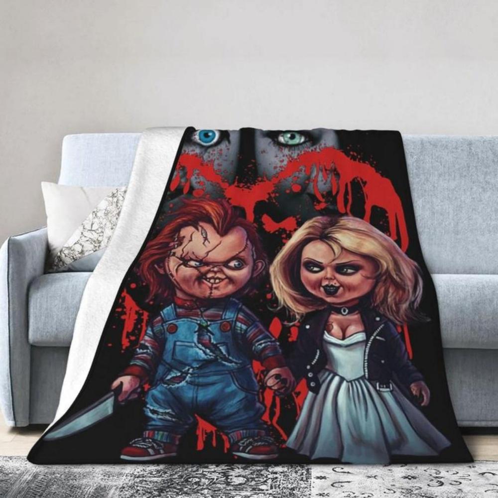 Soft Funny Throw Blanket Horror Movie Blanket Chucky Halloween Fleece Blanket Super Cozy Warm Fleece Fluffy Plush Lightweight Bedding Quilts For All Season Bed Sofa Couch