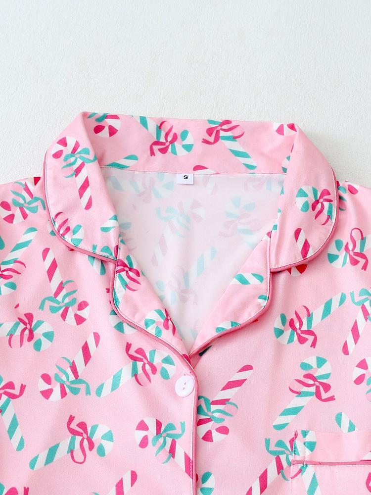 Women's Christmas Pajama Set, Elegant Long Sleeve Top & Pants, Comfortable Home Wear, Fall Winter, Gift Idea