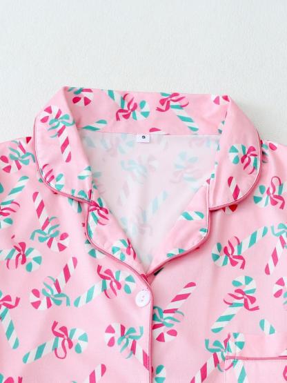 Women's Christmas Pajama Set, Elegant Long Sleeve Top & Pants, Comfortable Home Wear, Fall Winter, Gift Idea