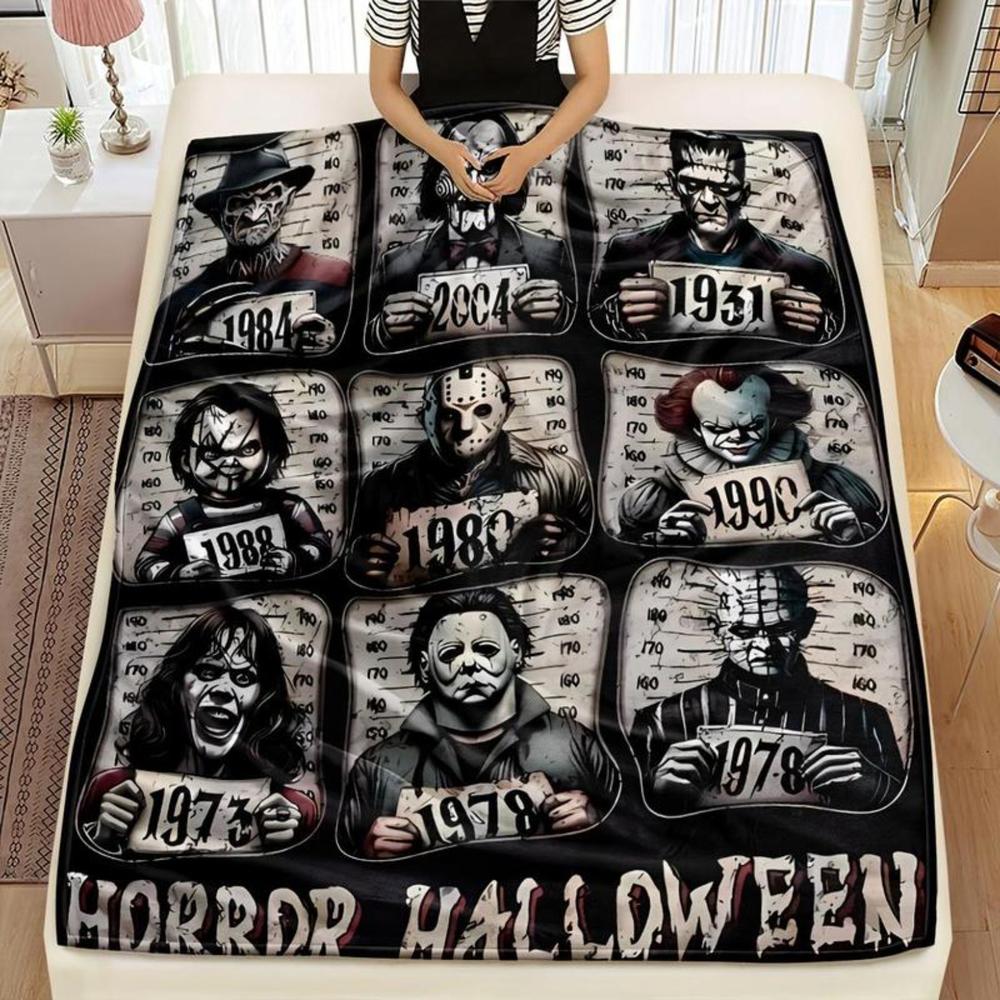 Soft Funny Throw Blanket Horror Movie Is And Cozy,Perfect For Home Office Or Picnic Decoration For Halloween