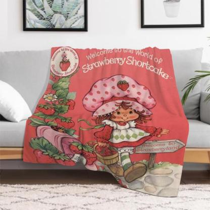 Soft Funny Throw Blanket S-Strawberry Pink Shortcake Throw Camping Chair Picnic Blanket Fluffy Plaid Blankets For Decorative Sofa Portable King Lid Downy
