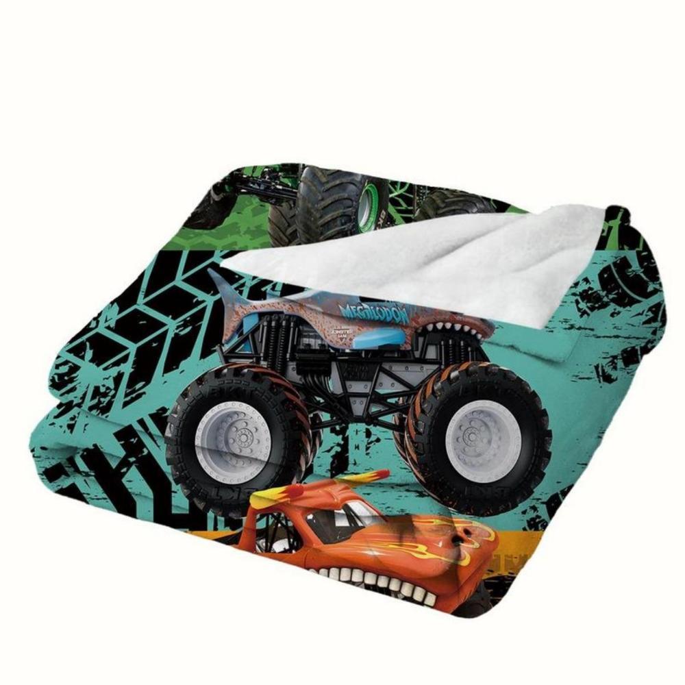 Soft Funny Throw Blanket Monster Truck Pattern Blanket Comfortable Throw,Warm Napping For Home Office Travel Camping