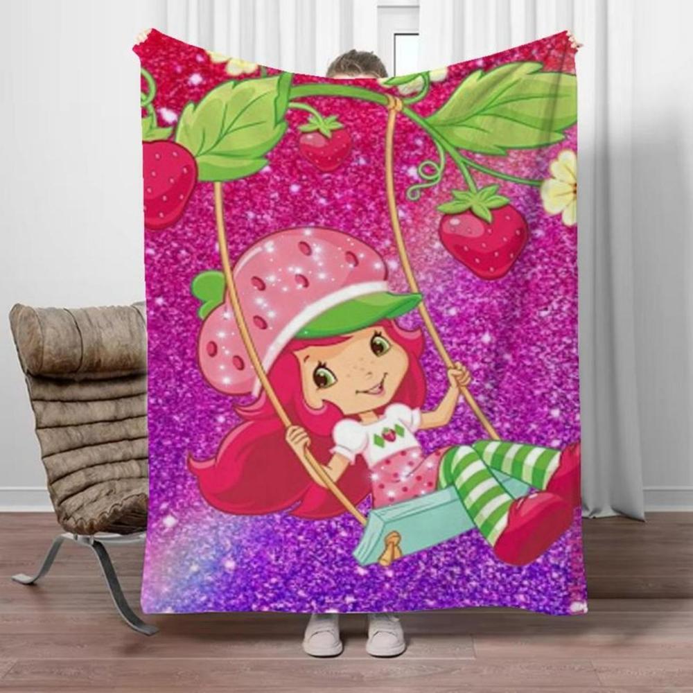 Soft Funny Throw Blanket Strawberry Shortcake Microfiber Blanket King Size Designer For Sofa Luxury Home Interior Blankets For Adults Knee