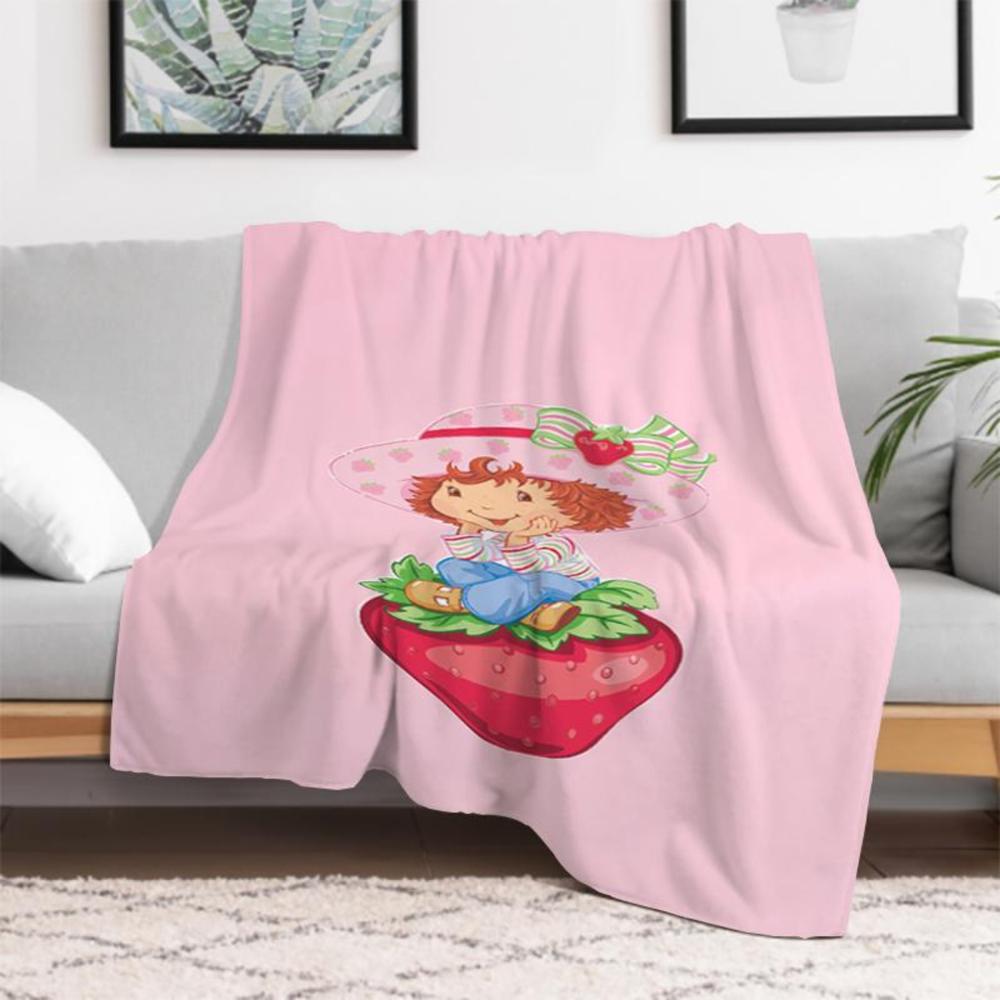 Soft Funny Throw Blanket S-Strawberry Pink Shortcake Throw Camping Chair Picnic Blanket Fluffy Plaid Blankets For Decorative Sofa Portable King Lid Downy