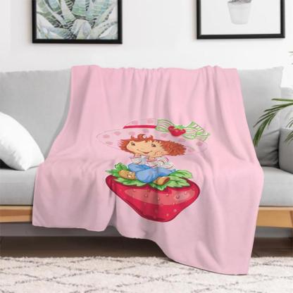 Soft Funny Throw Blanket S-Strawberry Pink Shortcake Throw Camping Chair Picnic Blanket Fluffy Plaid Blankets For Decorative Sofa Portable King Lid Downy