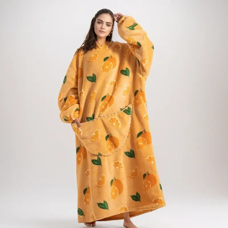 Extra Large Wearable Fleece Blanket Hoodie – Super Soft & Warm, Cozy Hooded Blanket with Sleeves & Big Pocket, Machine Washable, Unisex