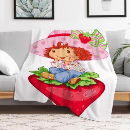 Soft Funny Throw Blanket S-Strawberry Pink Shortcake Throw Camping Chair Picnic Blanket Fluffy Plaid Blankets For Decorative Sofa Portable King Lid Downy