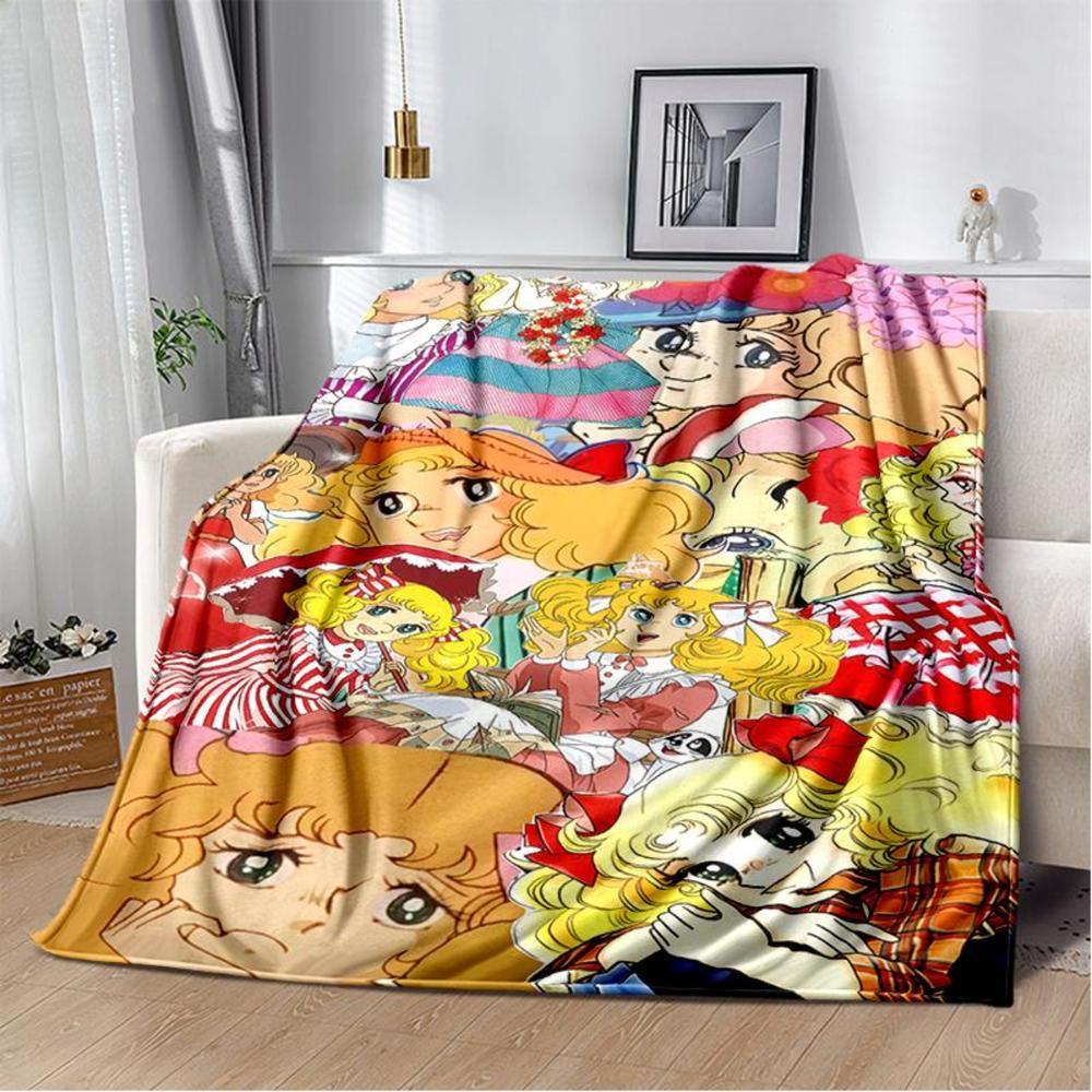 Soft Funny Throw Blanket Candy Candy Girl Cartoon Anime Plush Flannel Blanket For Living Room Bedroom Sofa Kid'S Gift