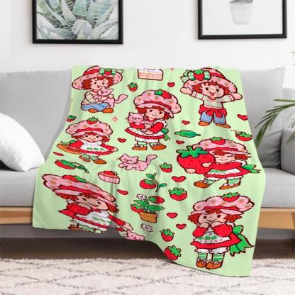 Soft Funny Throw Blanket S-Strawberry Pink Shortcake Throw Camping Chair Picnic Blanket Fluffy Plaid Blankets For Decorative Sofa Portable King Lid Downy