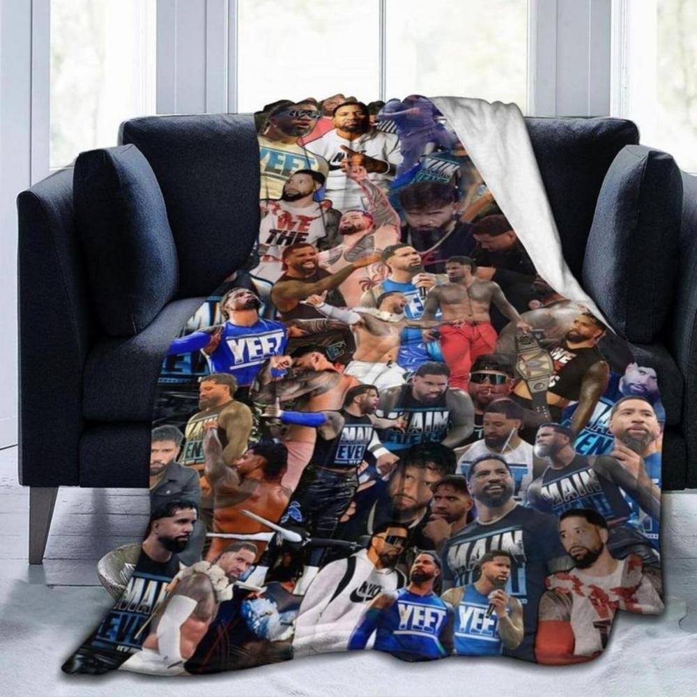 Soft Funny Throw Blanket Jey Wresting USO Flannel Novelty Blanket,Luxury Fleece For Couch Bed Sofa Sleeping,Men Lightweight Warm Plush Air Condition Blankets