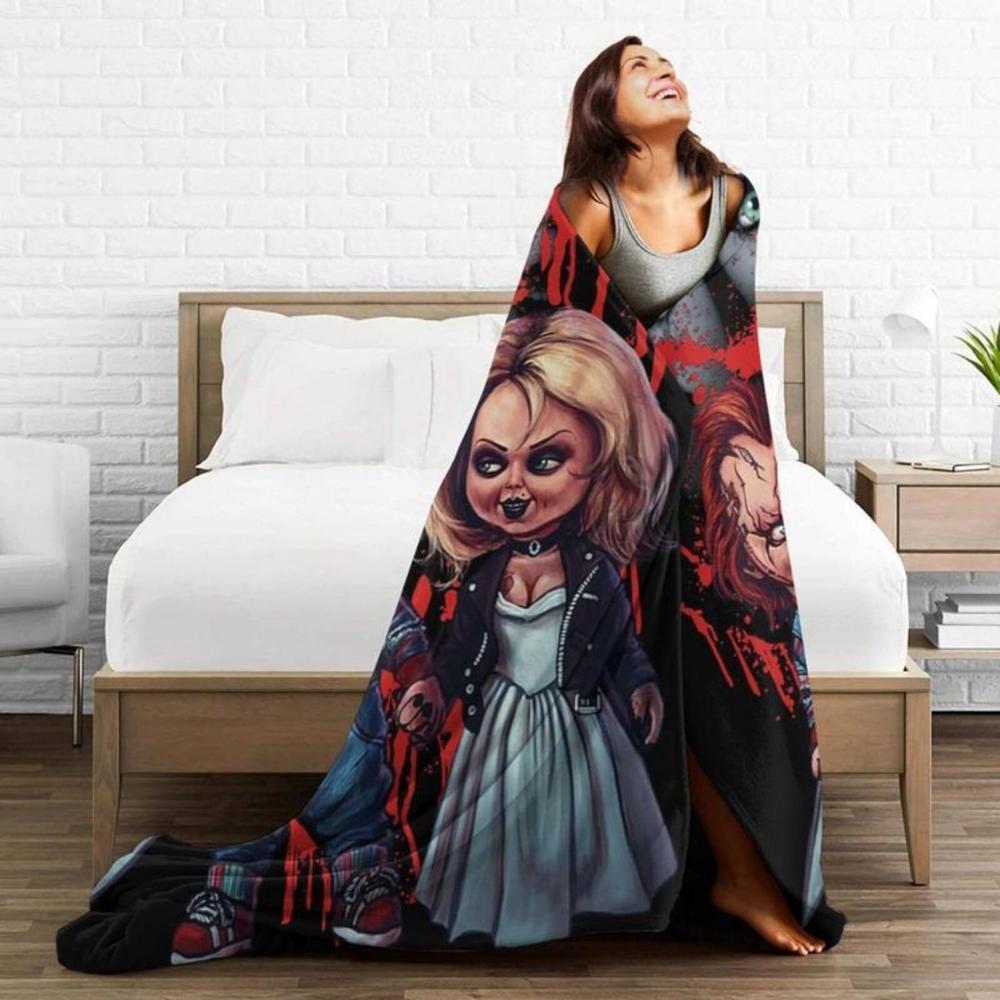 Soft Funny Throw Blanket Horror Movie Blanket Chucky Halloween Fleece Blanket Super Cozy Warm Fleece Fluffy Plush Lightweight Bedding Quilts For All Season Bed Sofa Couch
