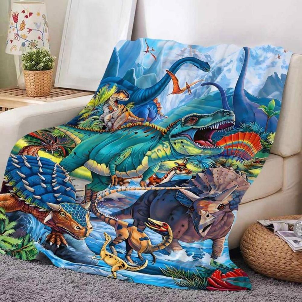 Soft Funny Throw Blanket Cartoon Dinosaur Print Blanket,Casual,Air-conditioned Room Blanket,Cool Bedroom Accessories,Bedroom Gadgets,Warm Nap Blankets For Home & Office,Christmas Gifts,Christmas Decorations