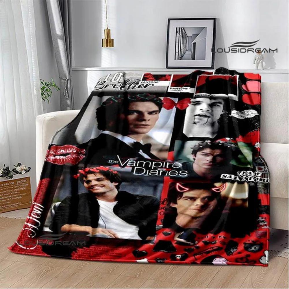 Soft Funny Throw Blanket The Vampire Diaries Damon Salvatore Printed Blanket Warm Flannel Blankets And Comfortable Blanket Bed Linings Birthday Gift