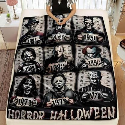 Soft Funny Throw Blanket Horror Icons Flannel Fleece - Cozy Fuzzy Plush Comfy All-Season Sofa Bedroom Dorm Couch Office Car Travel Home Bedding,Comfortable Movie Decor Blanket Men Women Boys Girls Halloween Birthday Fan Gifts