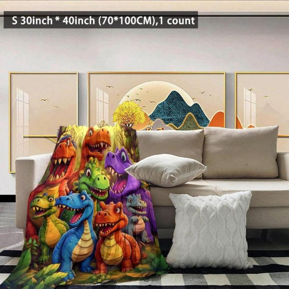Soft Funny Throw Blanket Cartoon Dinosaur Pattern Plush Blanket Warm Throw,Air-conditioned Room,Warm Nap For Home & Office