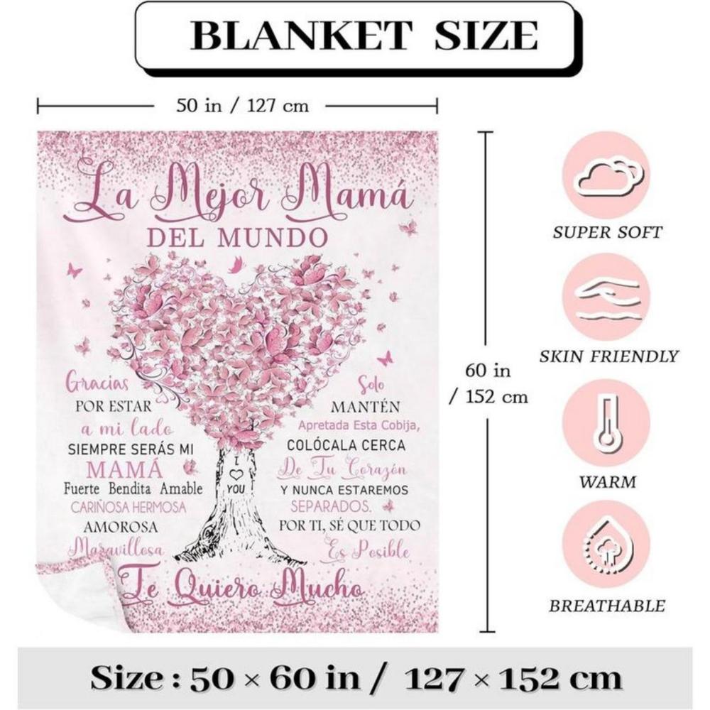 Soft Funny Throw Blanket Regalos Para Mama,Mexican Mom Gifts,Regalos Para Mama En Espa帽ol,Gifts For Mom In Spanish,The Best Mom Gifts Blanket,Mom Birthday Gifts,Mama Gifts,Mom Gifts From Daughters/Son