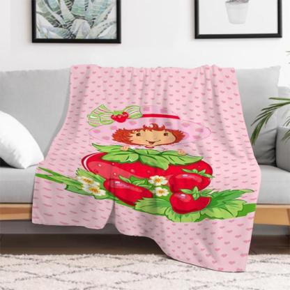Soft Funny Throw Blanket S-Strawberry Pink Shortcake Throw Camping Chair Picnic Blanket Fluffy Plaid Blankets For Decorative Sofa Portable King Lid Downy
