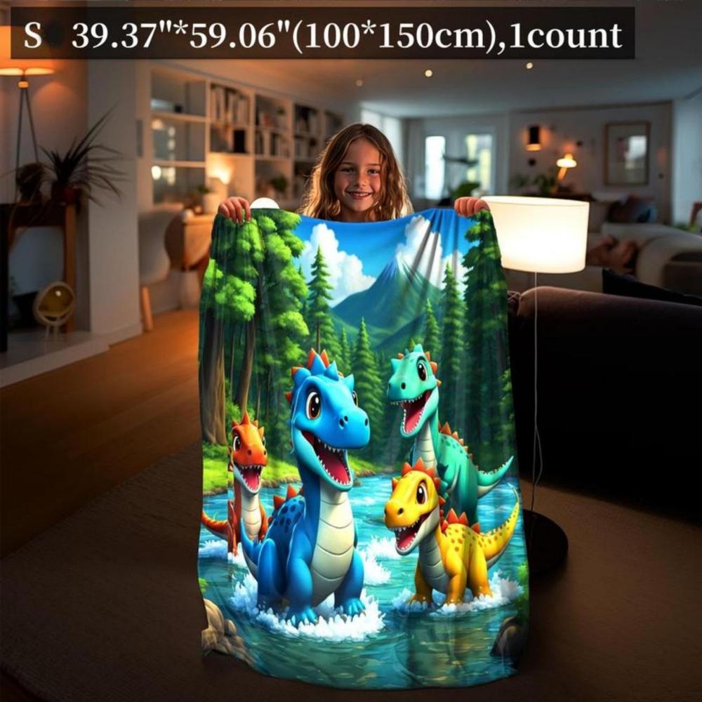 Soft Funny Throw Blanket Dinosaur Pattern Blanket Soft Comfortable Warm Throw,Air-conditioned Room Blanket,Warm Nap Blanket For Home Office Travel Camping