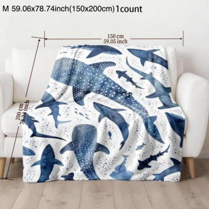 Soft Funny Throw Blanket Shark Pattern Blanket,Warm,Air-Conditioned Room,Warm Nap For Home Office Travel