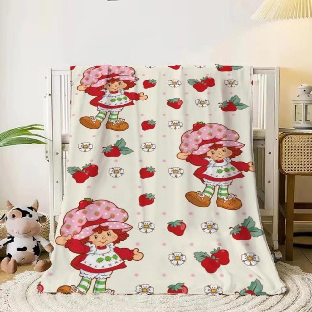 Soft Funny Throw Blanket Strawberry Shortcake Microfiber Blanket King Size Designer For Sofa Luxury Home Interior Blankets For Adults Knee