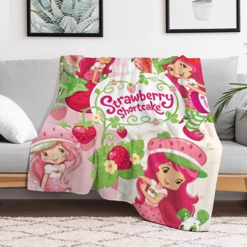 Soft Funny Throw Blanket Strawberry Shortcake Blanket Plush Cartoon Pr