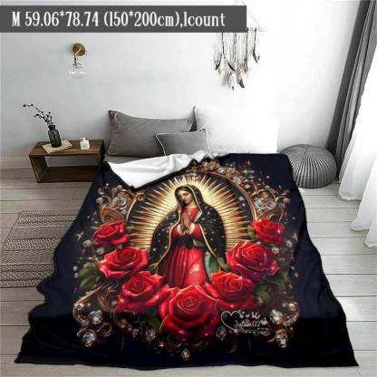 Soft Funny Throw Blanket Virgin Mary Pattern Blanket,Warm,Air-Conditioned Room Warm Nap Blanket For Home Office Travel Day Gift