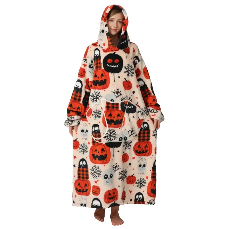 Oversized Wearable Blanket Hoodie – Cozy Fleece Hooded Sweatshirt with Pocket, Unisex Lounge & Sleepwear