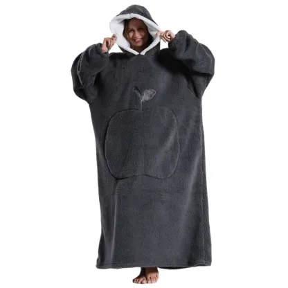 Oversized Wearable Blanket Hoodie – Cozy Fleece Hooded Sweatshirt with Pocket, Unisex Lounge & Sleepwear