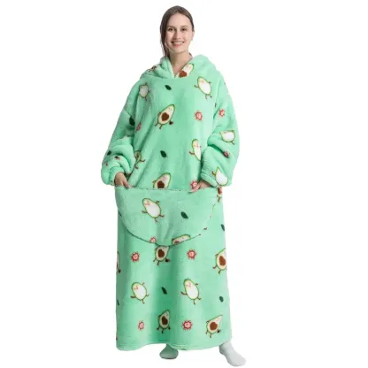 Oversized Wearable Blanket Hoodie – Cozy Fleece Hooded Sweatshirt with Pocket, Unisex Lounge & Sleepwear