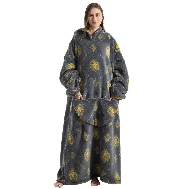 Oversized Wearable Blanket Hoodie – Cozy Fleece Hooded Sweatshirt with Pocket, Unisex Lounge & Sleepwear