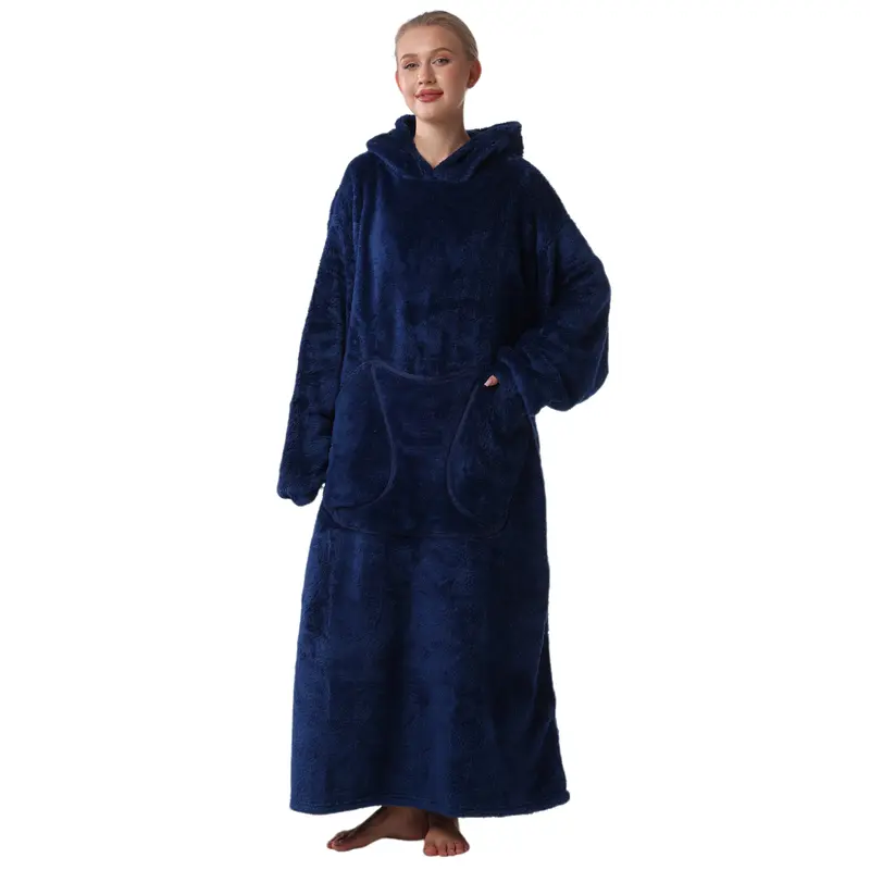 Oversized Wearable Blanket Hoodie – Cozy Fleece Hooded Sweatshirt with Pocket, Unisex Lounge & Sleepwear