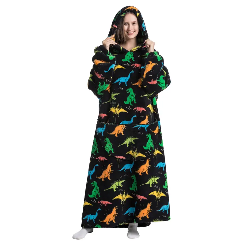 Oversized Wearable Blanket Hoodie – Cozy Fleece Hooded Sweatshirt with Pocket, Unisex Lounge & Sleepwear