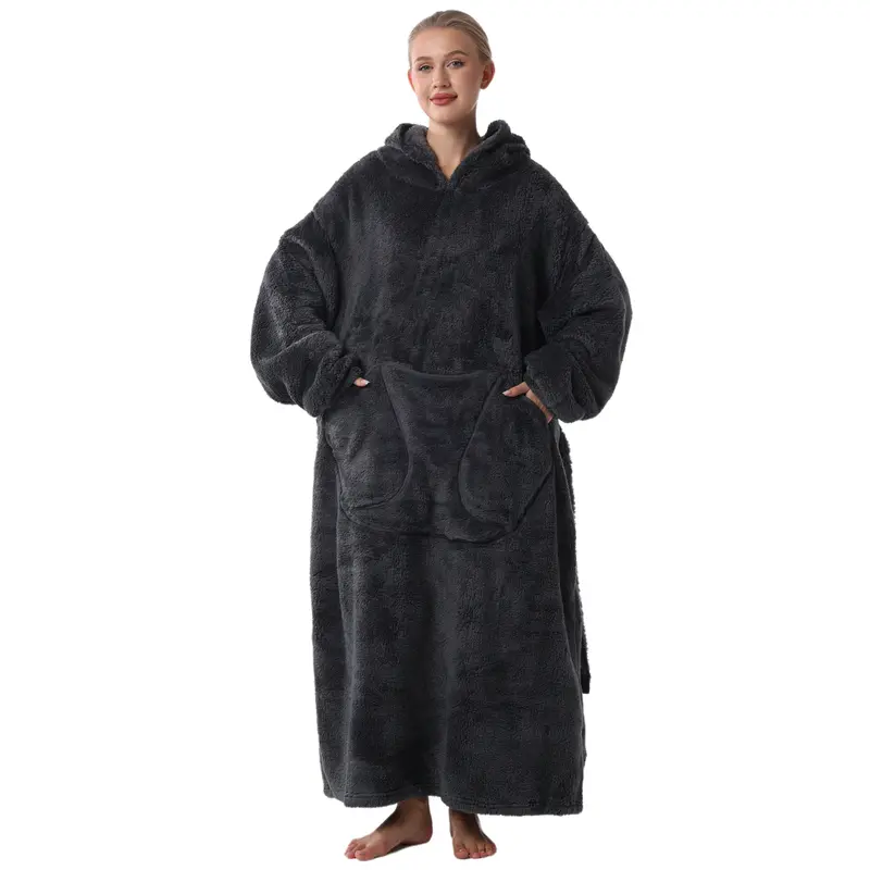 Oversized Wearable Blanket Hoodie – Cozy Fleece Hooded Sweatshirt with Pocket, Unisex Lounge & Sleepwear