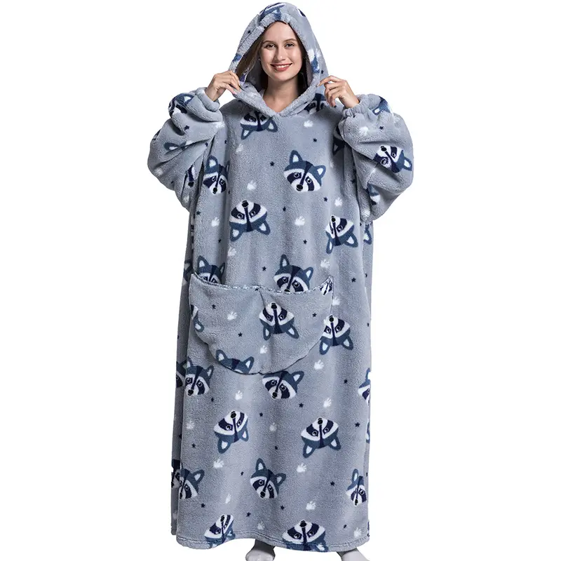Oversized Wearable Blanket Hoodie – Cozy Fleece Hooded Sweatshirt with Pocket, Unisex Lounge & Sleepwear