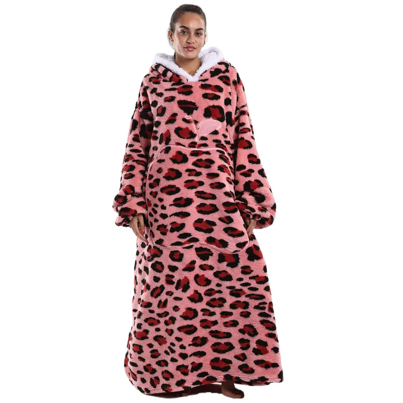 Oversized Wearable Blanket Hoodie – Cozy Fleece Hooded Sweatshirt with Pocket, Unisex Lounge & Sleepwear