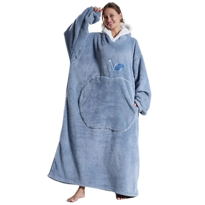 Oversized Wearable Blanket Hoodie – Cozy Fleece Hooded Sweatshirt with Pocket, Unisex Lounge & Sleepwear