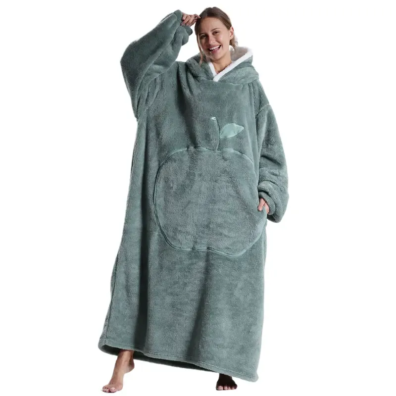 Oversized Wearable Blanket Hoodie – Cozy Fleece Hooded Sweatshirt with Pocket, Unisex Lounge & Sleepwear